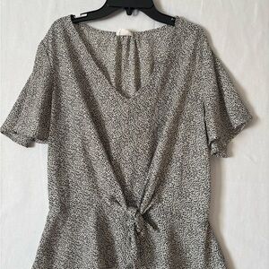 Sienna Sky Black and White Peplum Blouse